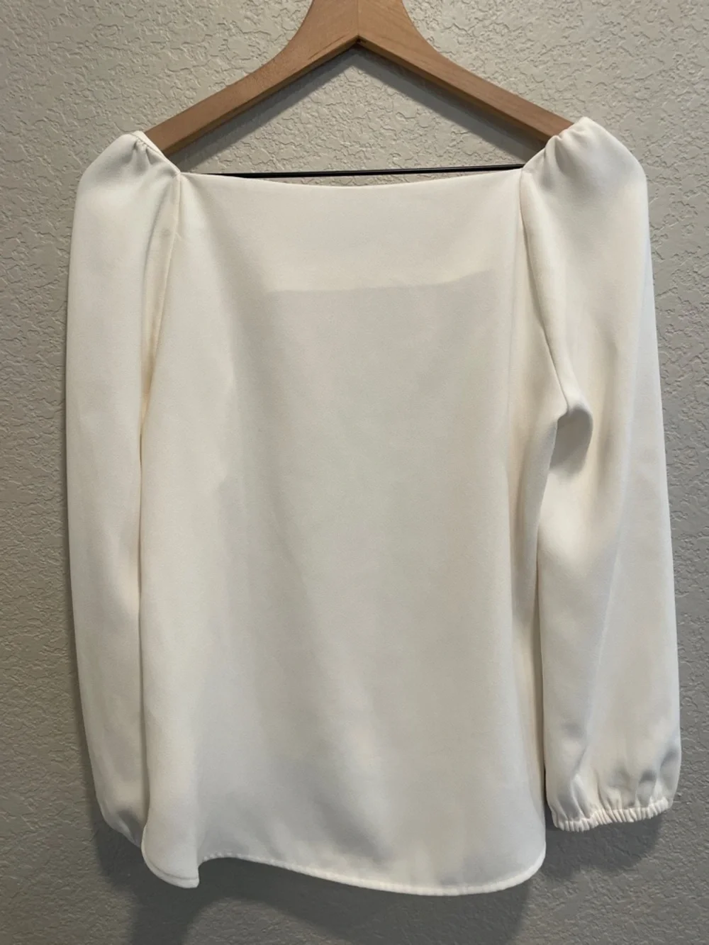 J.Crew 365 Ivory Blouse Size XS Square Neck Puff Sleeve Workwear Top